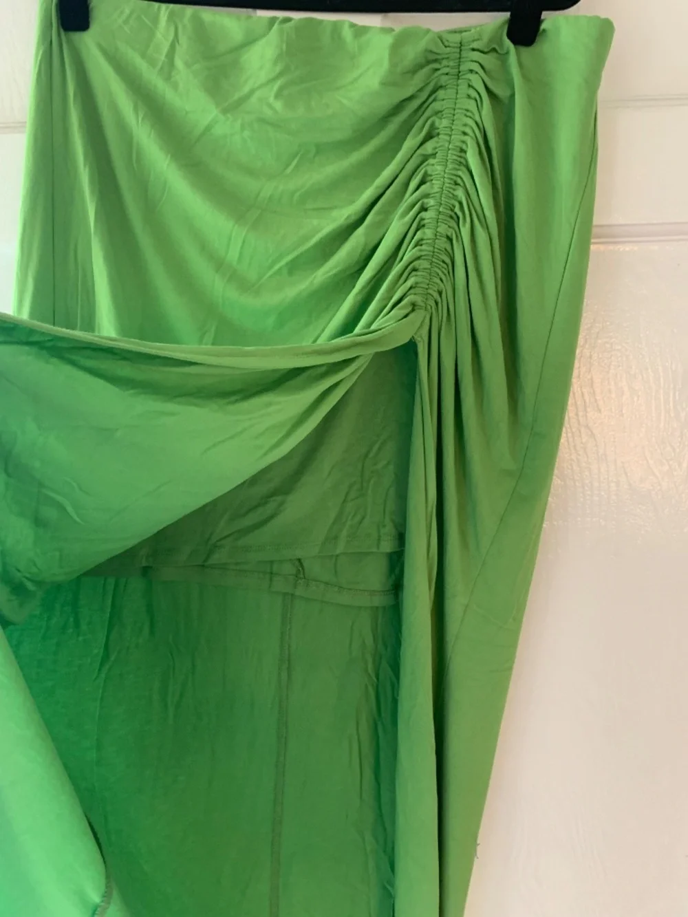 NWT ELOQUII Lime Green Ruched Front-Slit Stretch Maxi Skirt 16